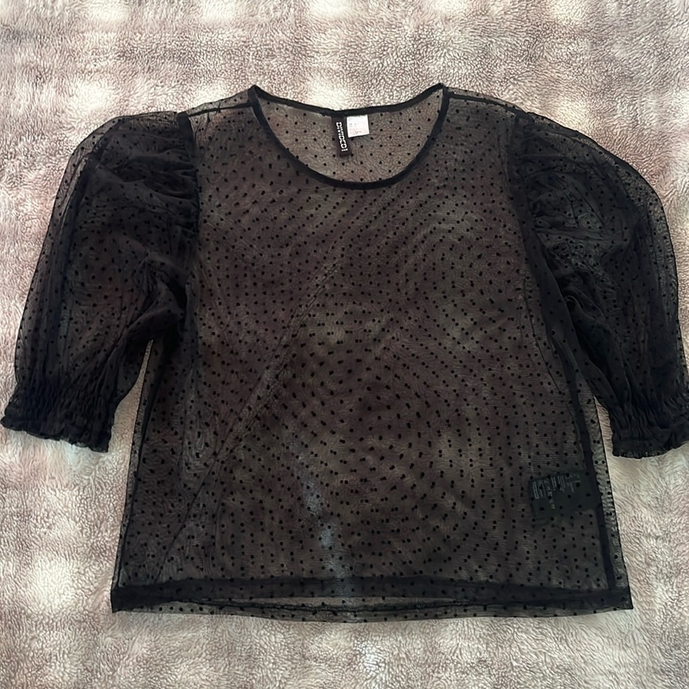 H&M Black polka dot netted shirt